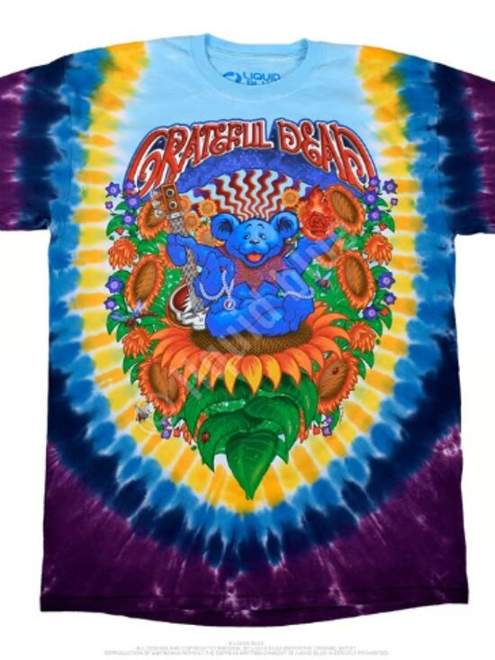 Liquid Blue Other - Grateful Dead Guru Bear Tie-Dye ~ Liquid Blue ~ Choose Your Size ~ Brand New!